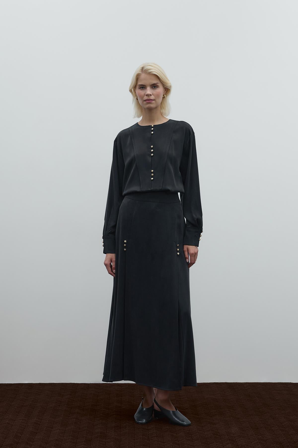 Yüksel Waist Cupro Maxi Skirt