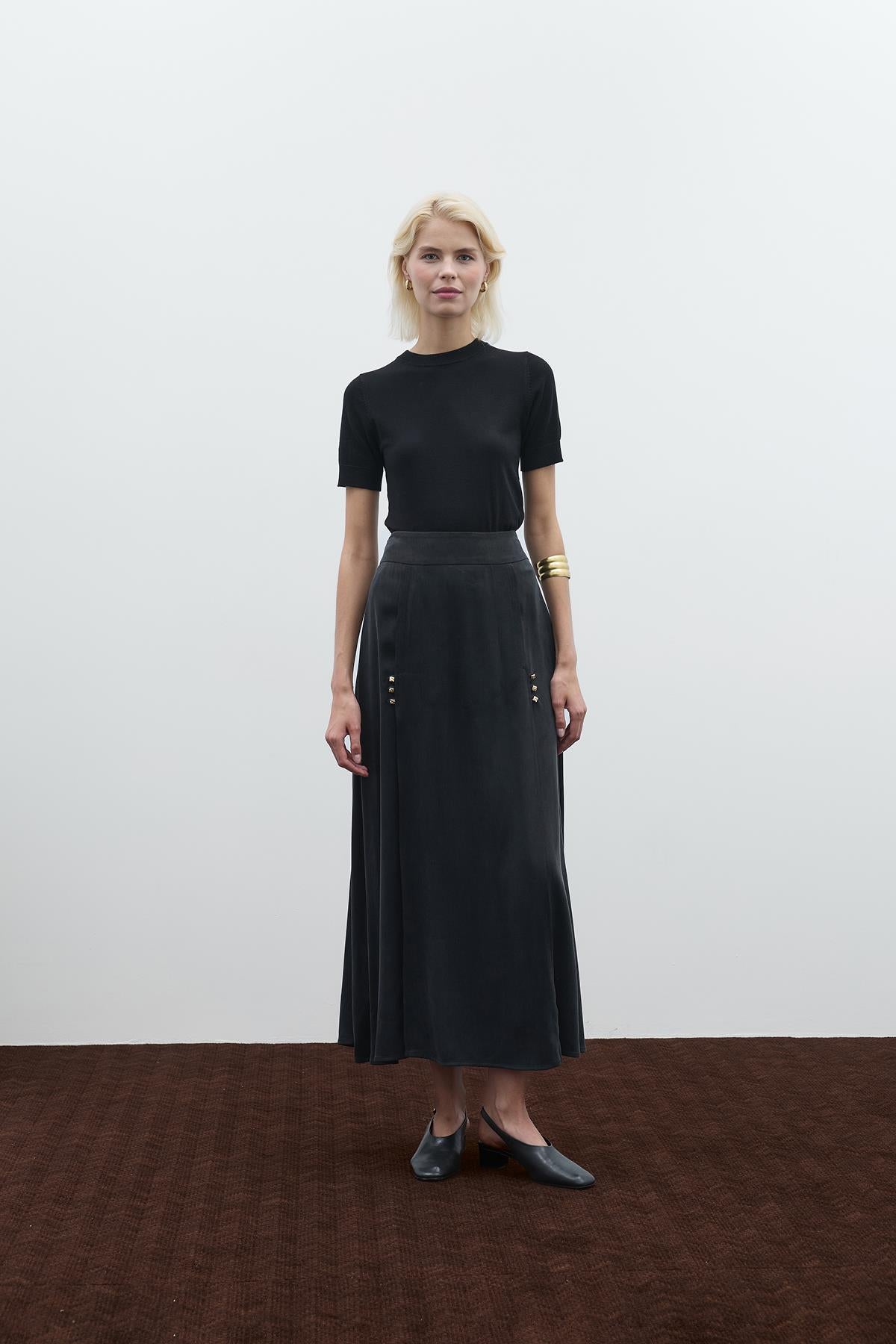 Yüksel Waist Cupro Maxi Skirt