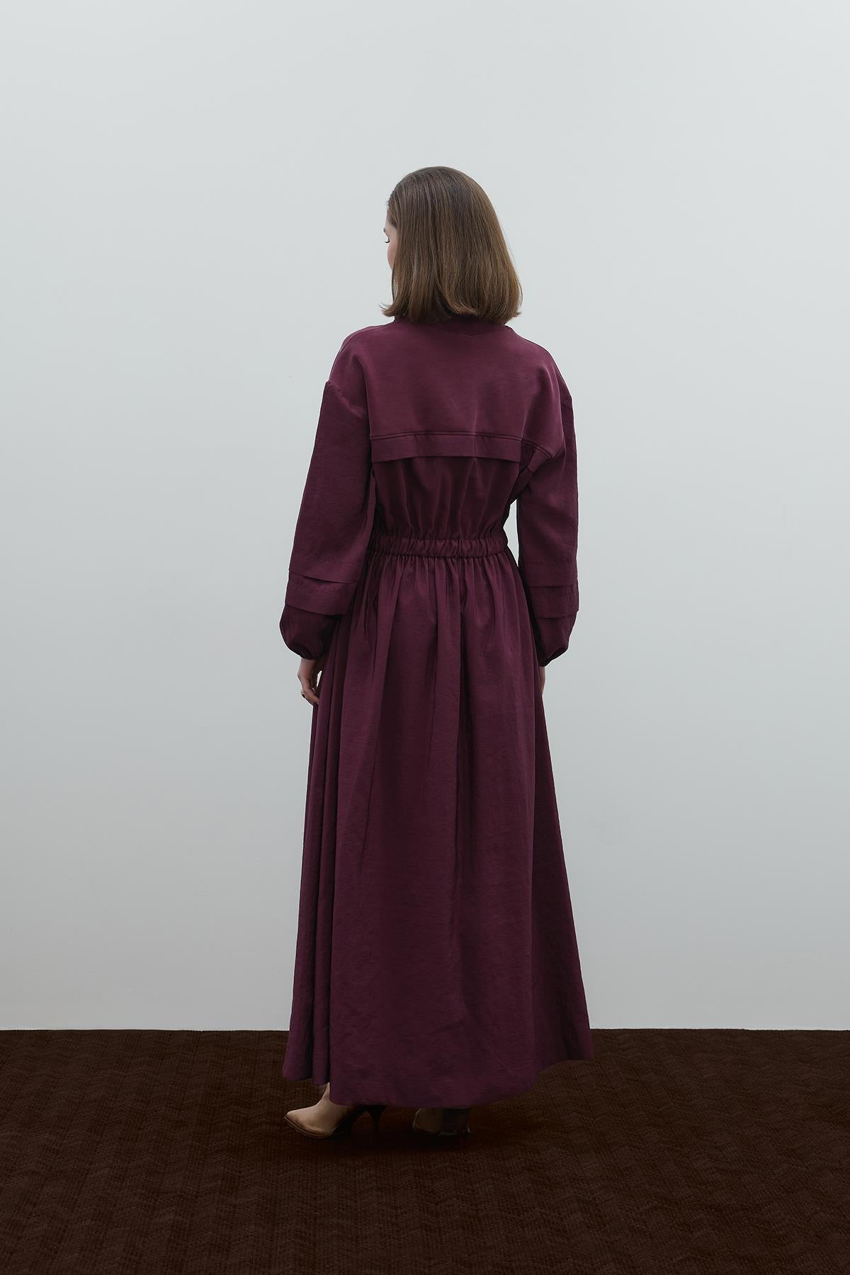 Fermuar Detaylı Bel Büzgülü Paraşüt Elbise