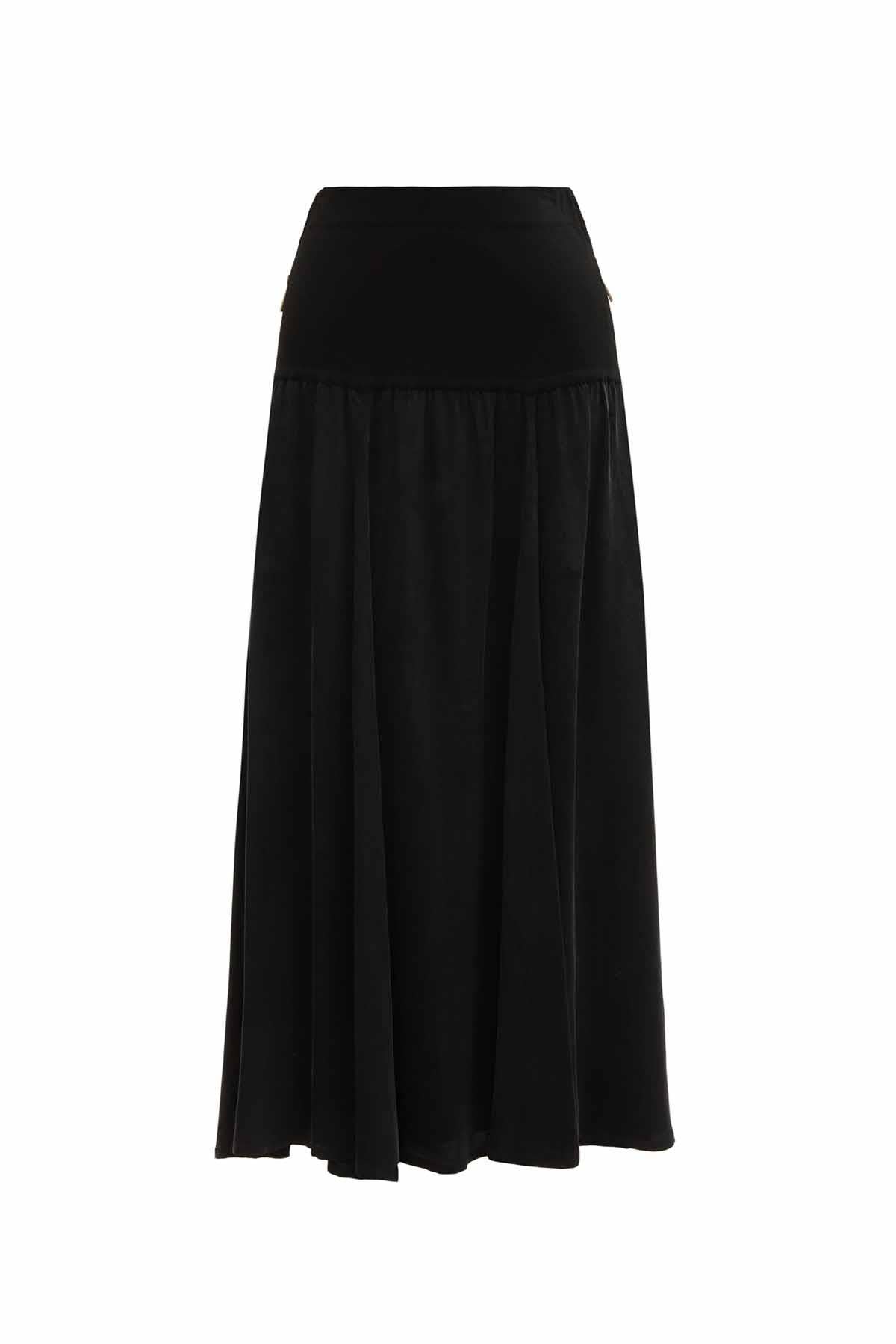 Side Zipper Flared Skirt