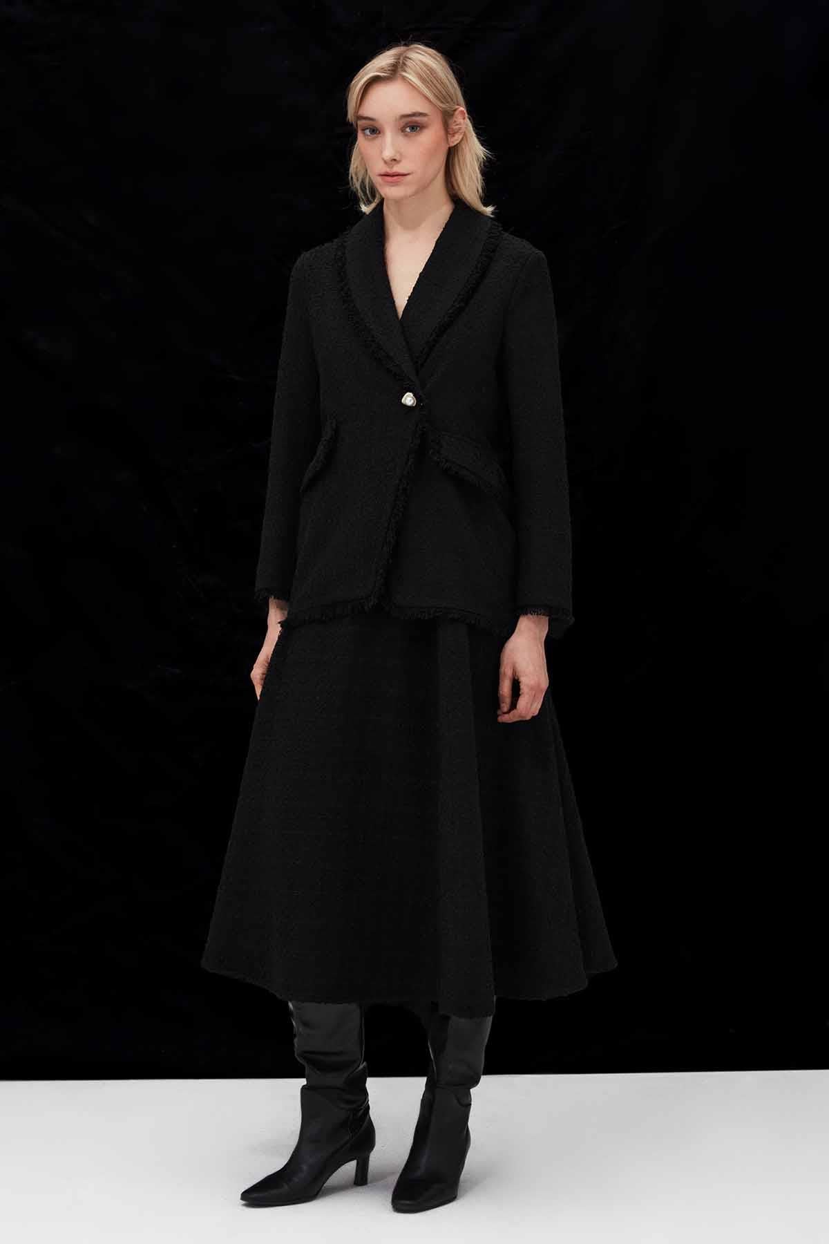 Tüvit Dokulu Midi Etek