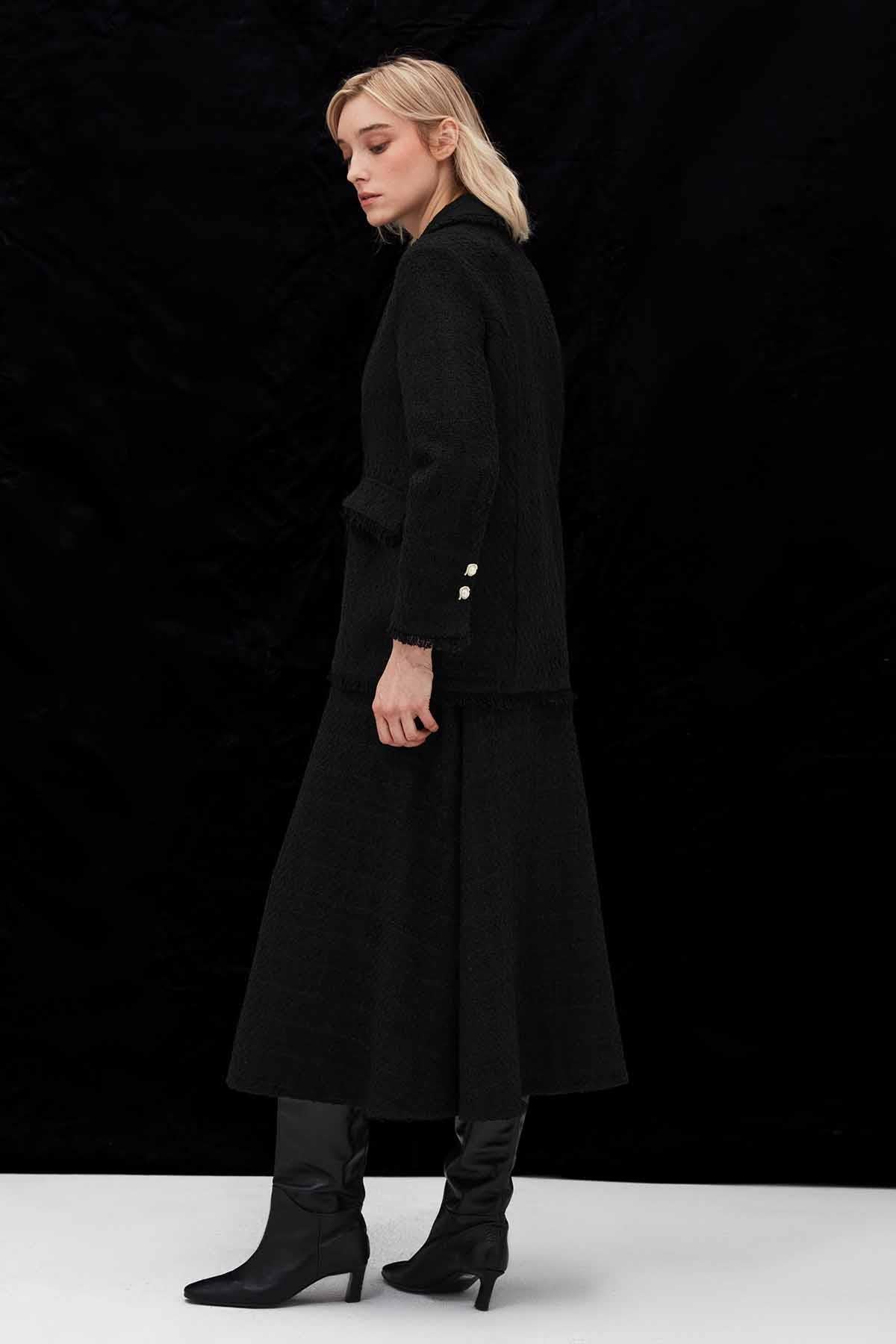 Tüvit Dokulu Midi Etek