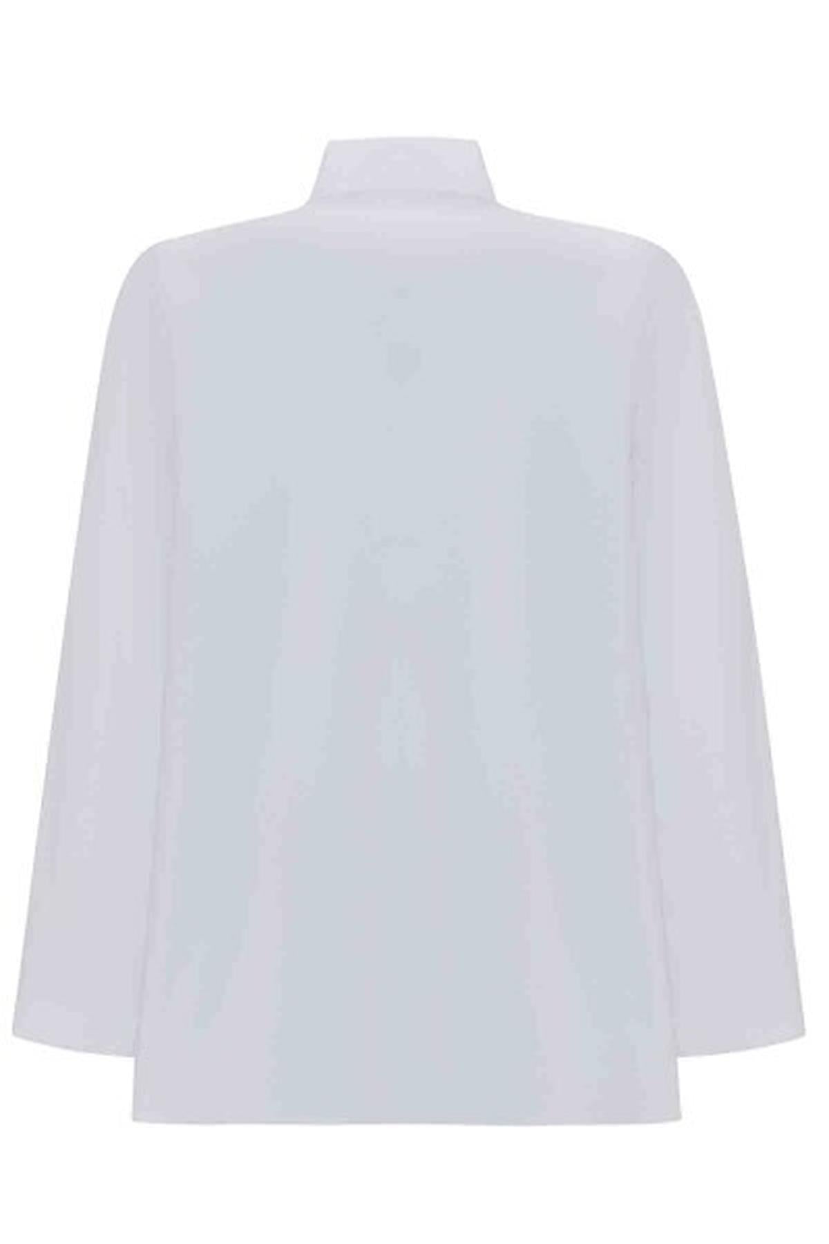 Fermuar Detaylı Dik Yaka Poplin Gömlek