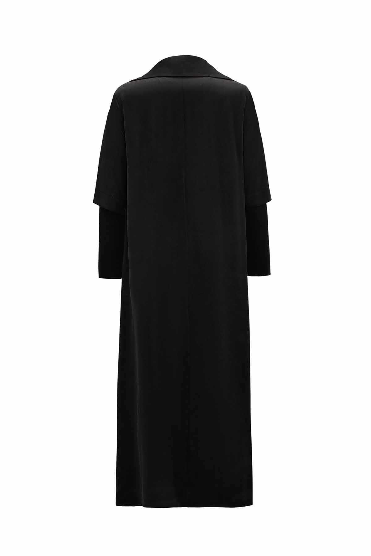 Yakası Fermuarlı Cupro Uzun Elbise