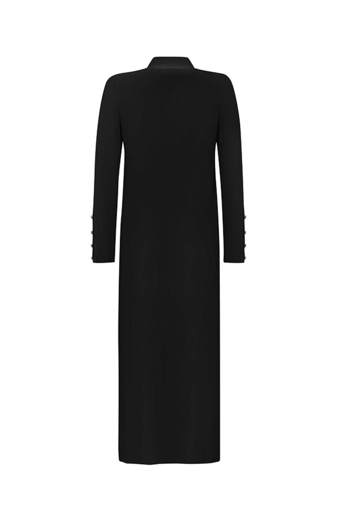 High Collar Button Detail Dress