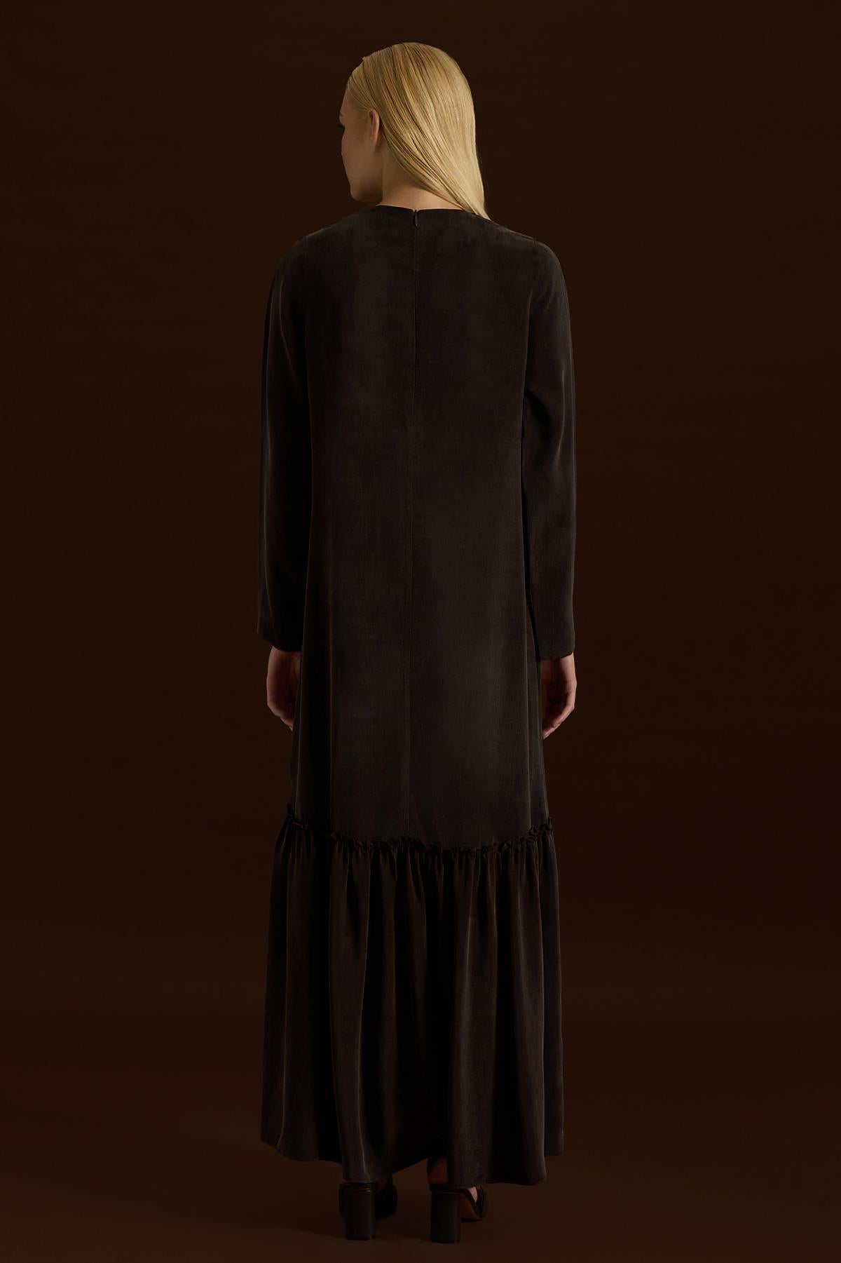 Cupro Dress with Lace Front