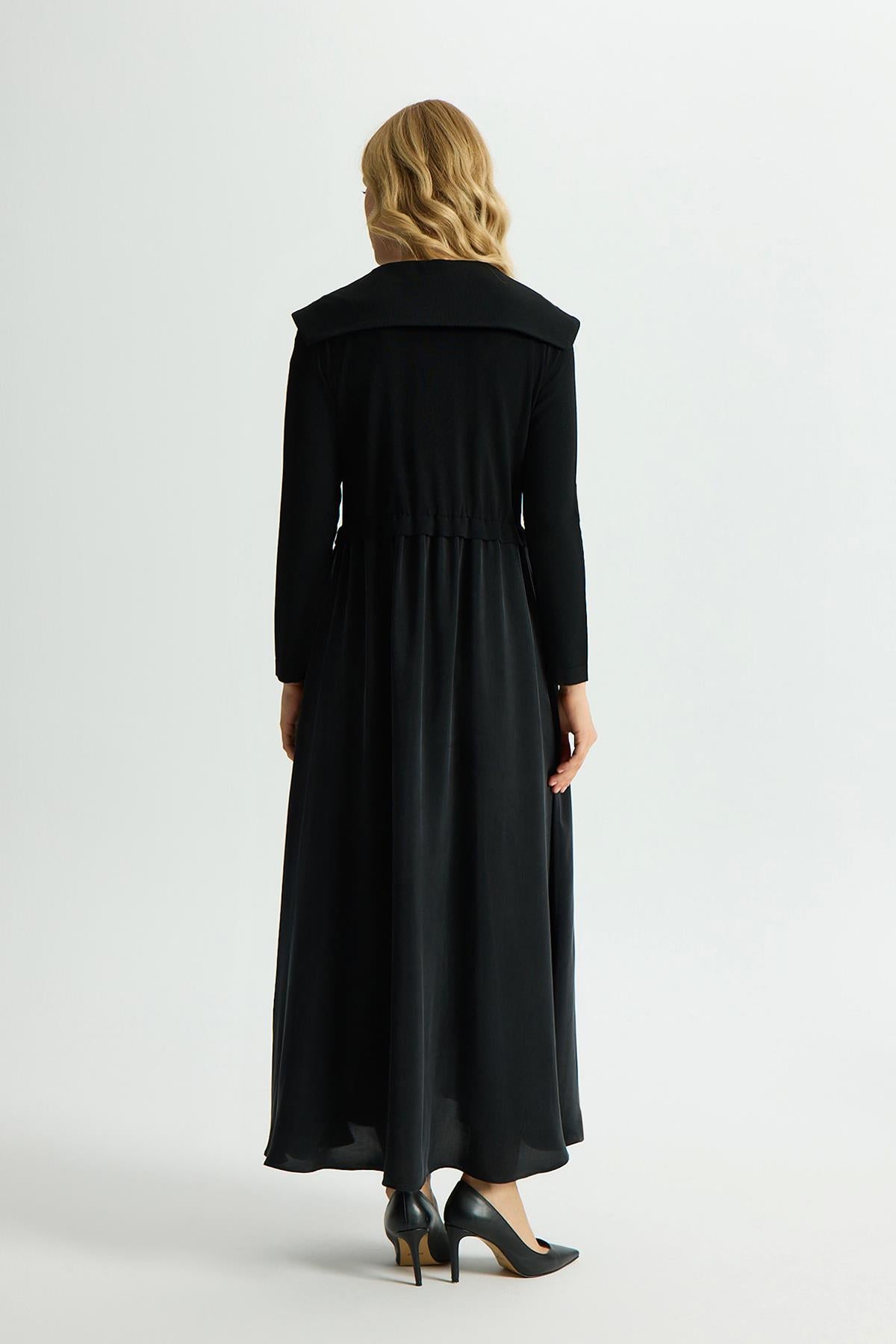 Fermuar Detaylı Yüksek Yakalı Cupro Elbise