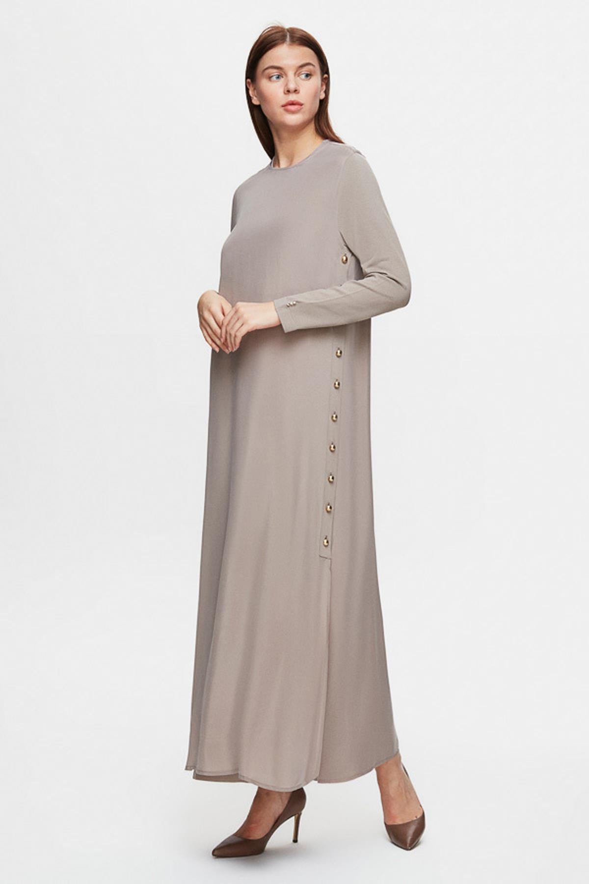 Cupro Dress with Side Buttons