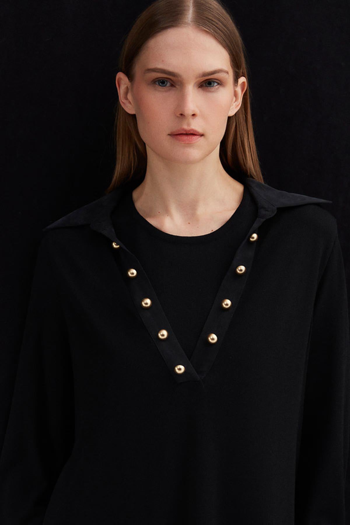 تونيك رجالي من كوبرو مع أزرار وياقة محبوكة