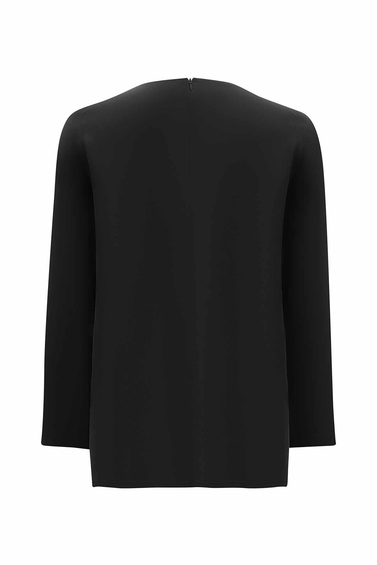 Round Neck Button Detailed Cupro Tunic