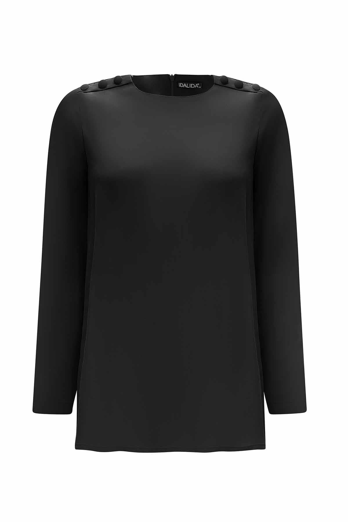 Round Neck Button Detailed Cupro Tunic