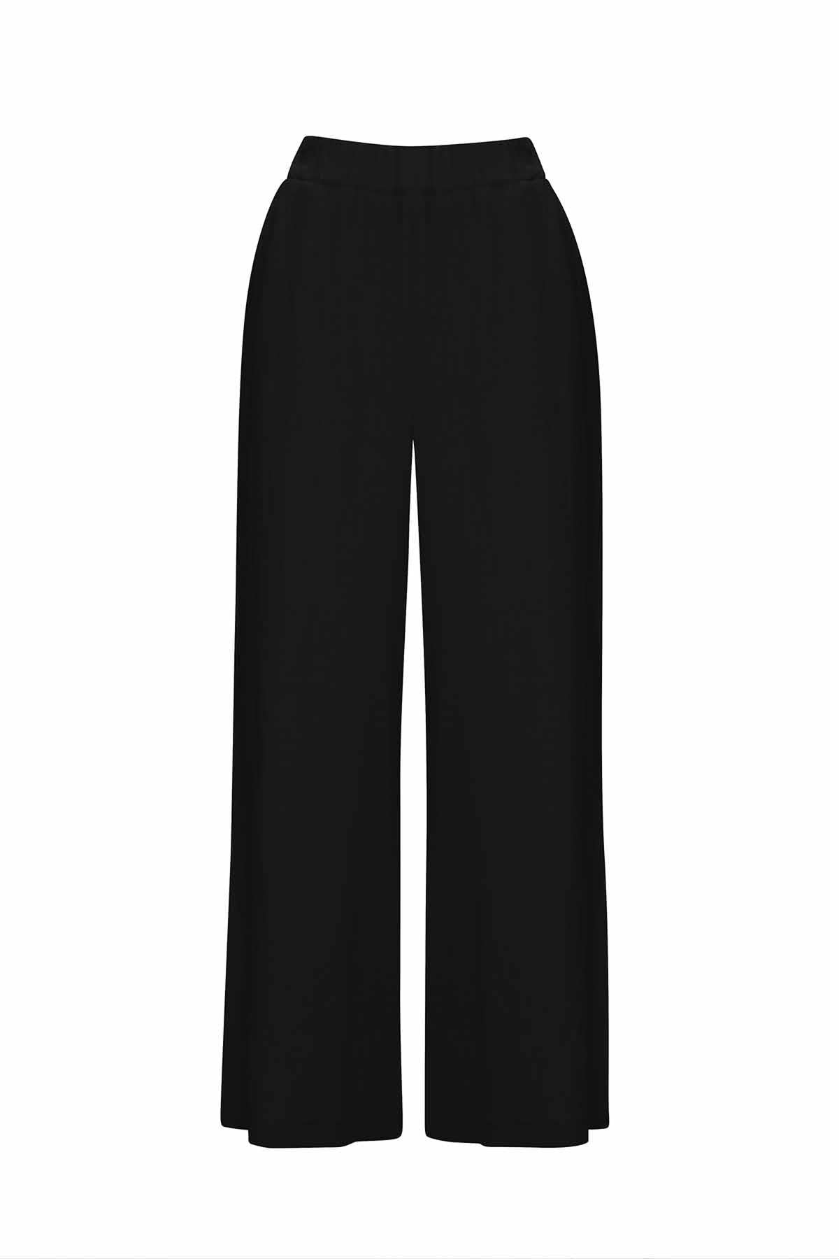 Beli Lastikli Bol Paça Cupro Pantolon