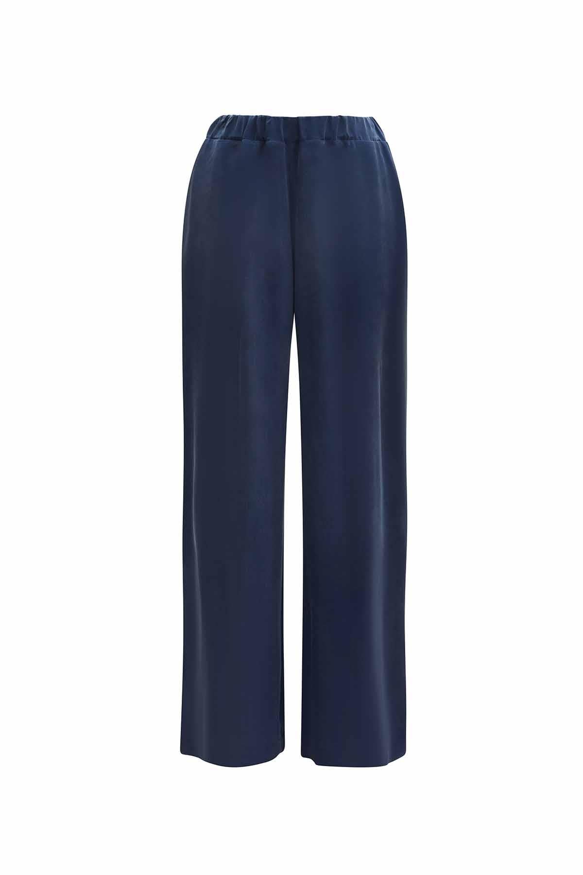 Beli Lastikli Bol Paça Cupro Pantolon
