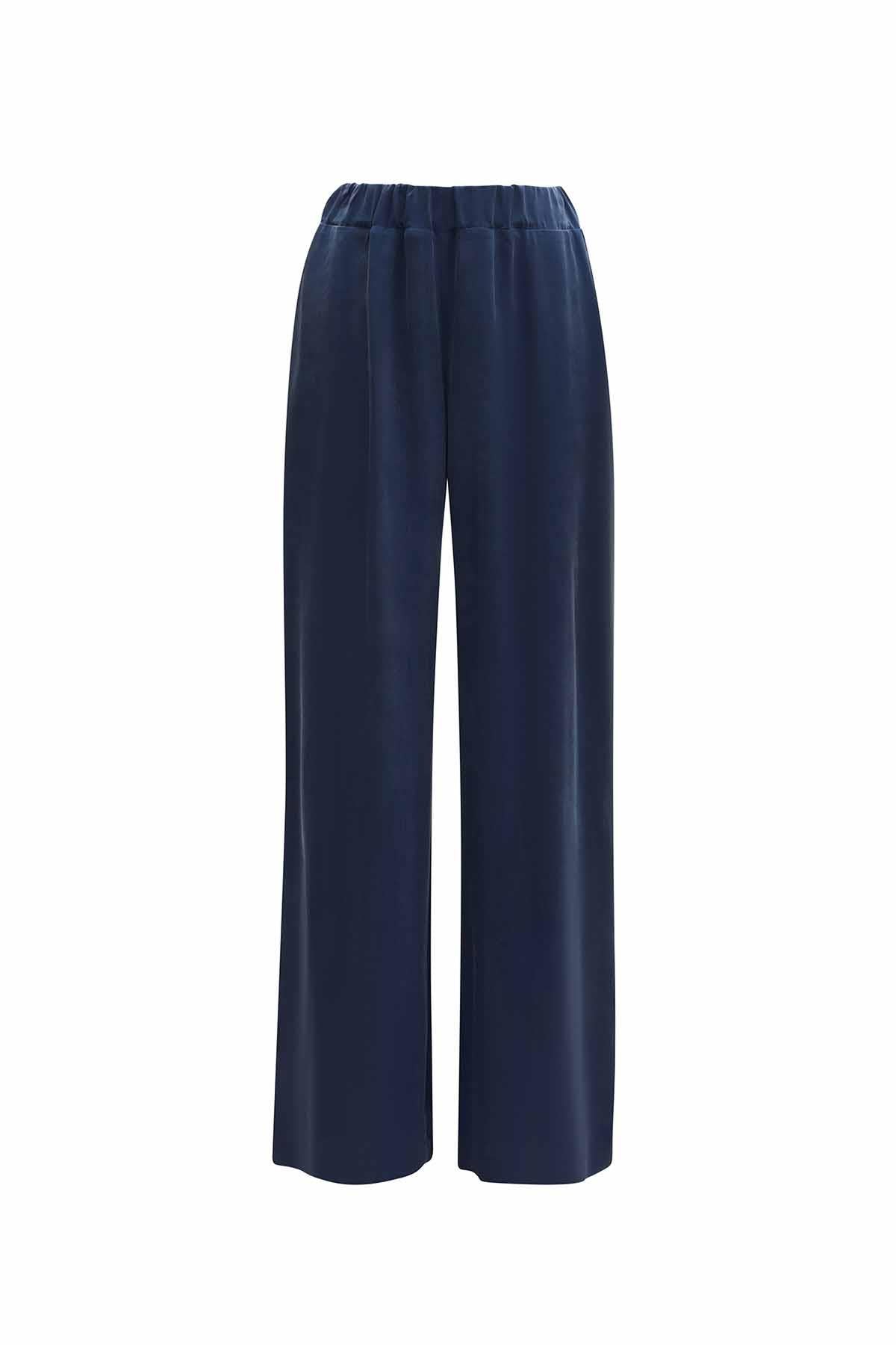 Beli Lastikli Bol Paça Cupro Pantolon