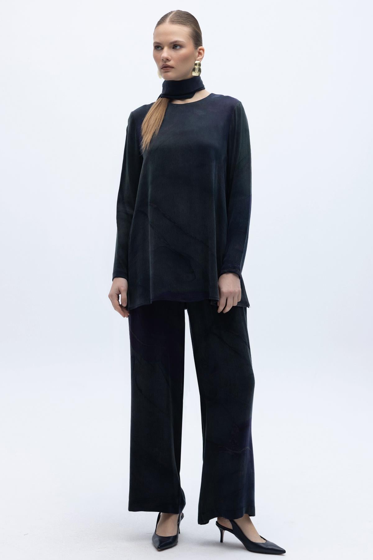 Colourful Patterned Wide-Leg Trousers