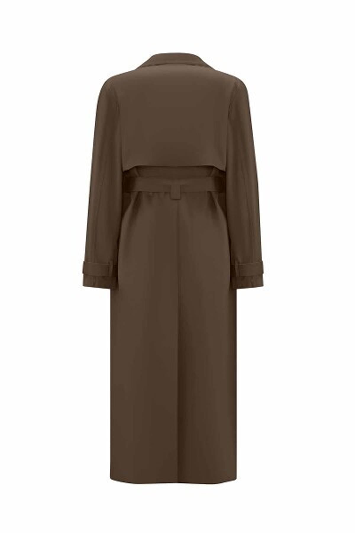 Triko Detaylı Kumaş Trençkot