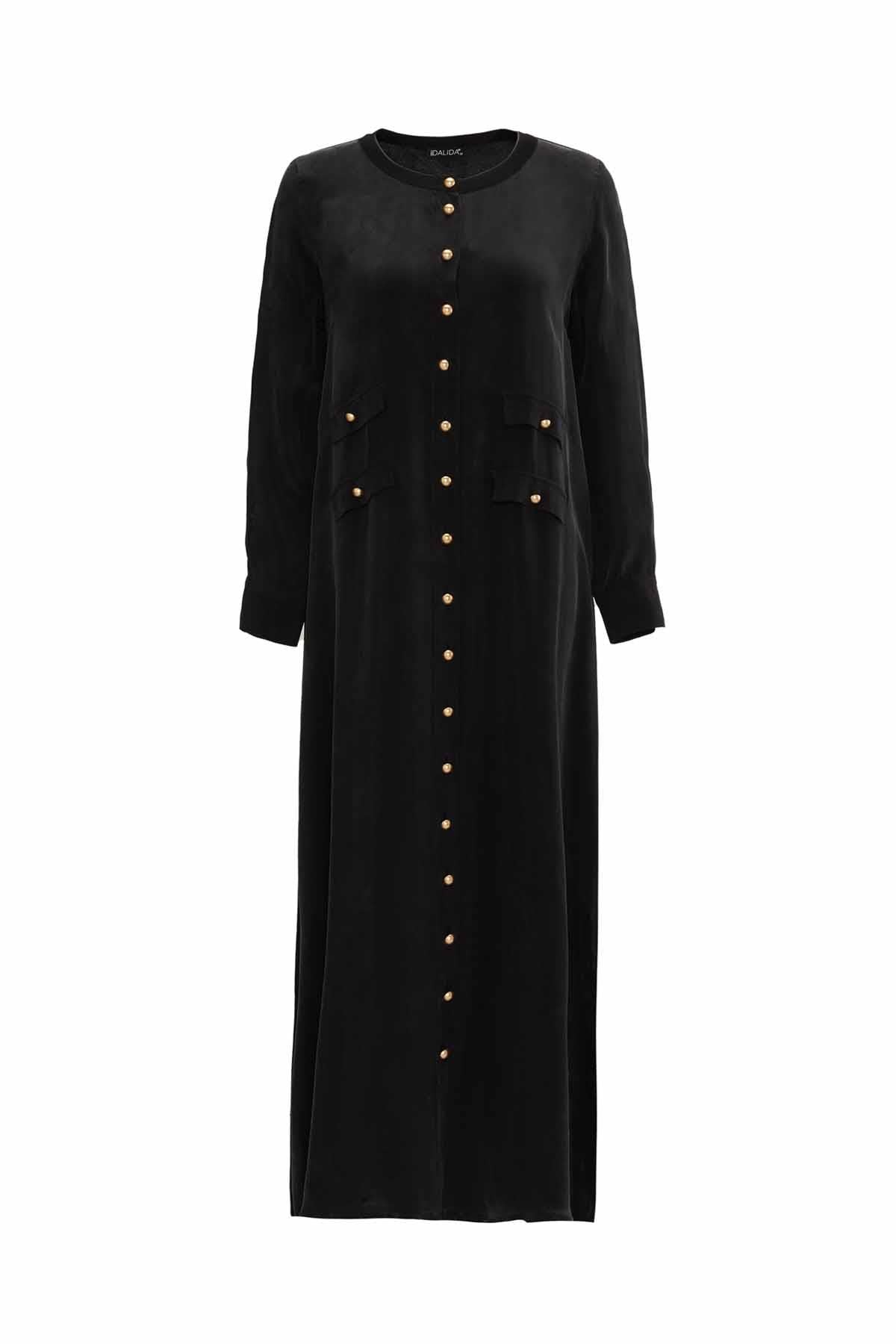 Cupro Jacket with Pocket Flaps and Button Details
