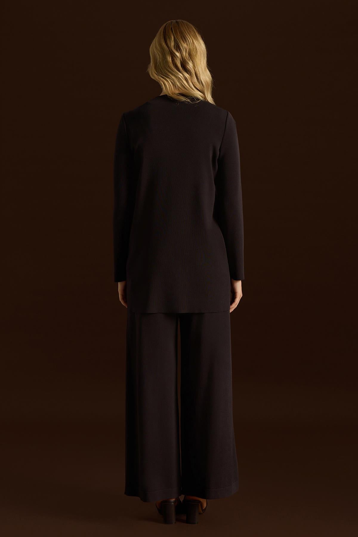 V-Neck Jacket with Brooch Detail