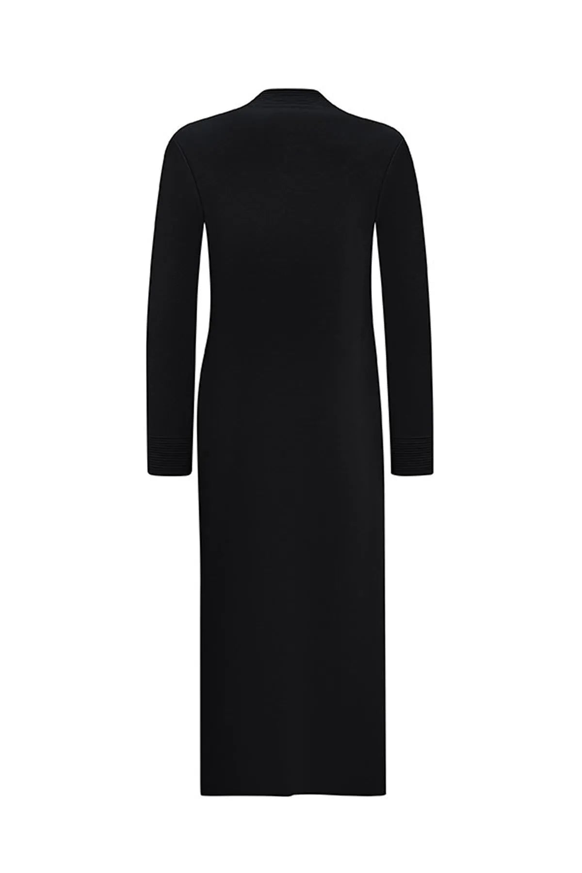 كارديجان طويل بفتحة رقبة على شكل حرف V مع تفاصيل تثبيت