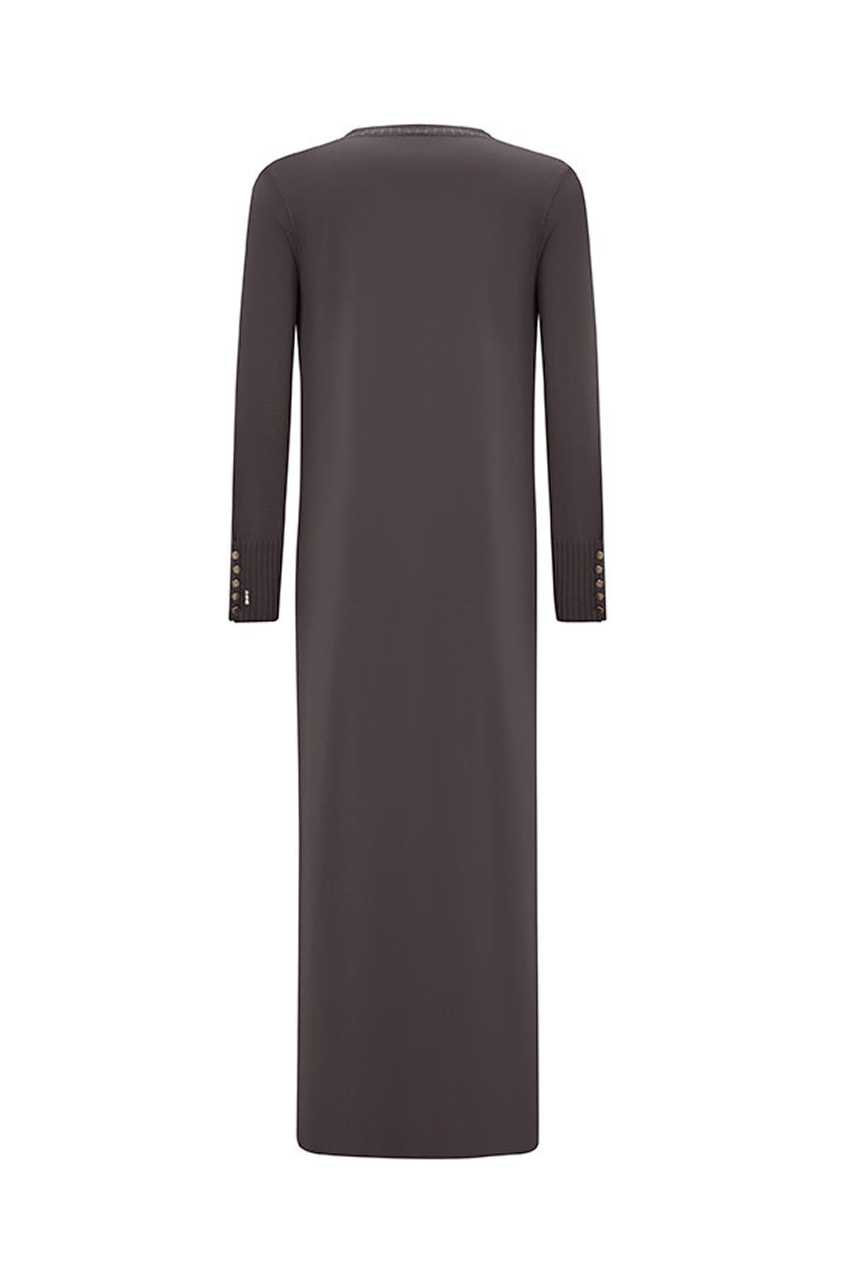 Round Neck Buttoned Long Cardigan