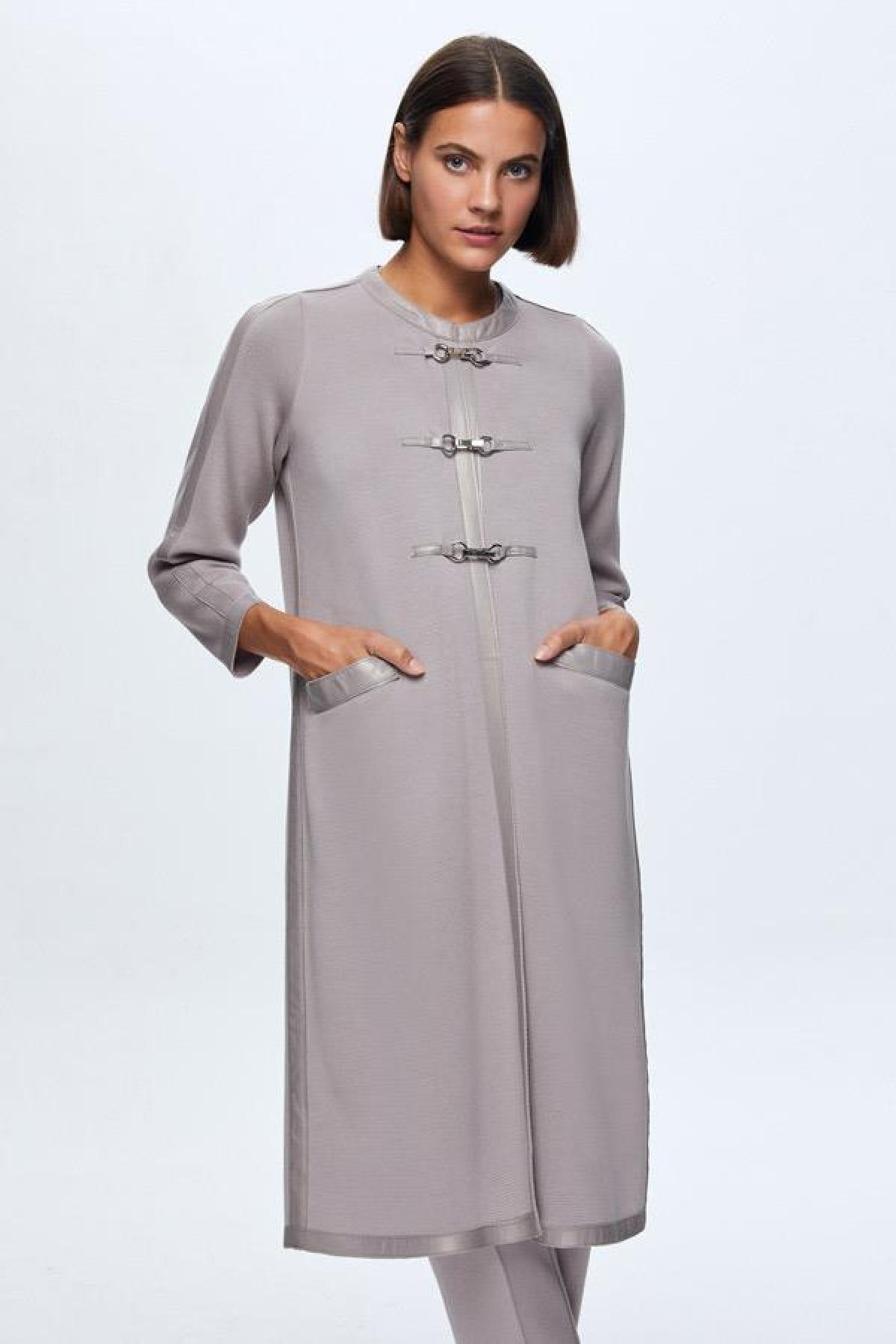 Deri Detaylı Agraf Kapamalı Kap - Eser Giyim