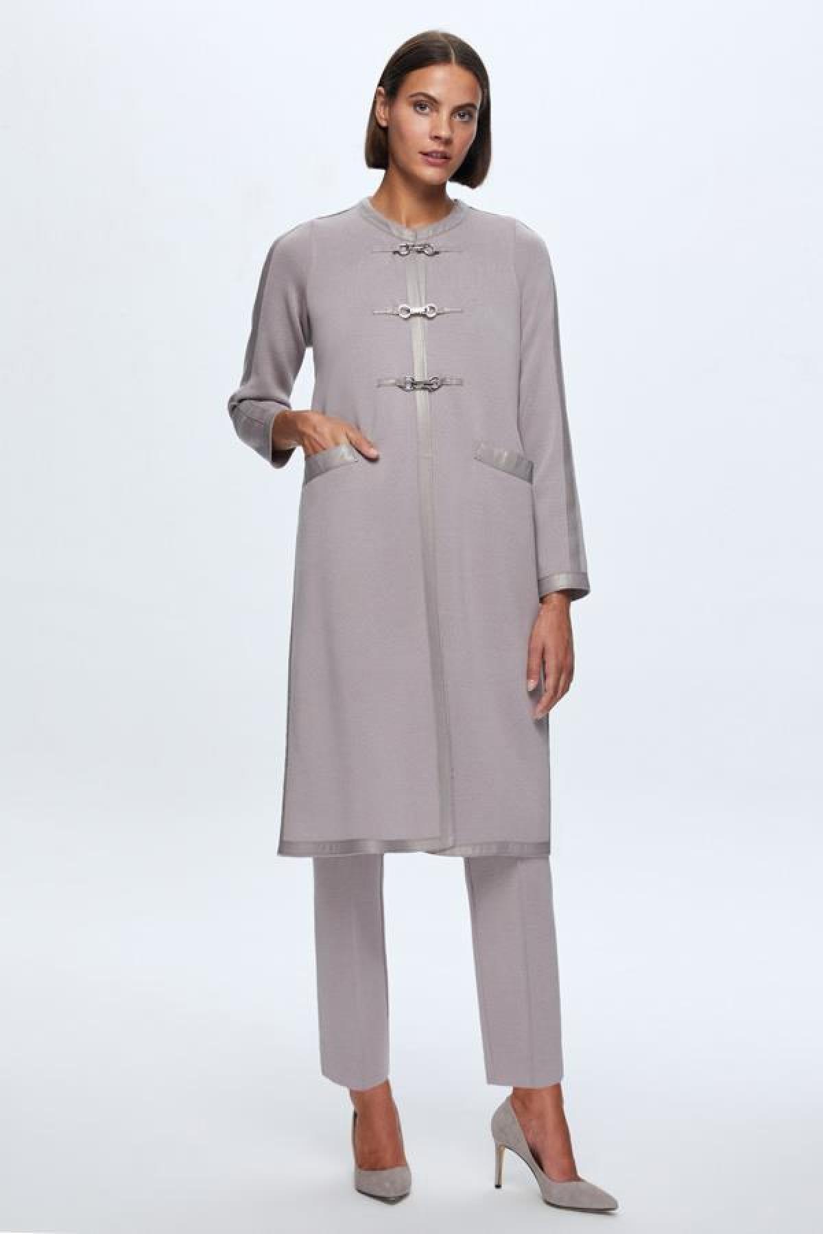 Deri Detaylı Agraf Kapamalı Kap - Eser Giyim