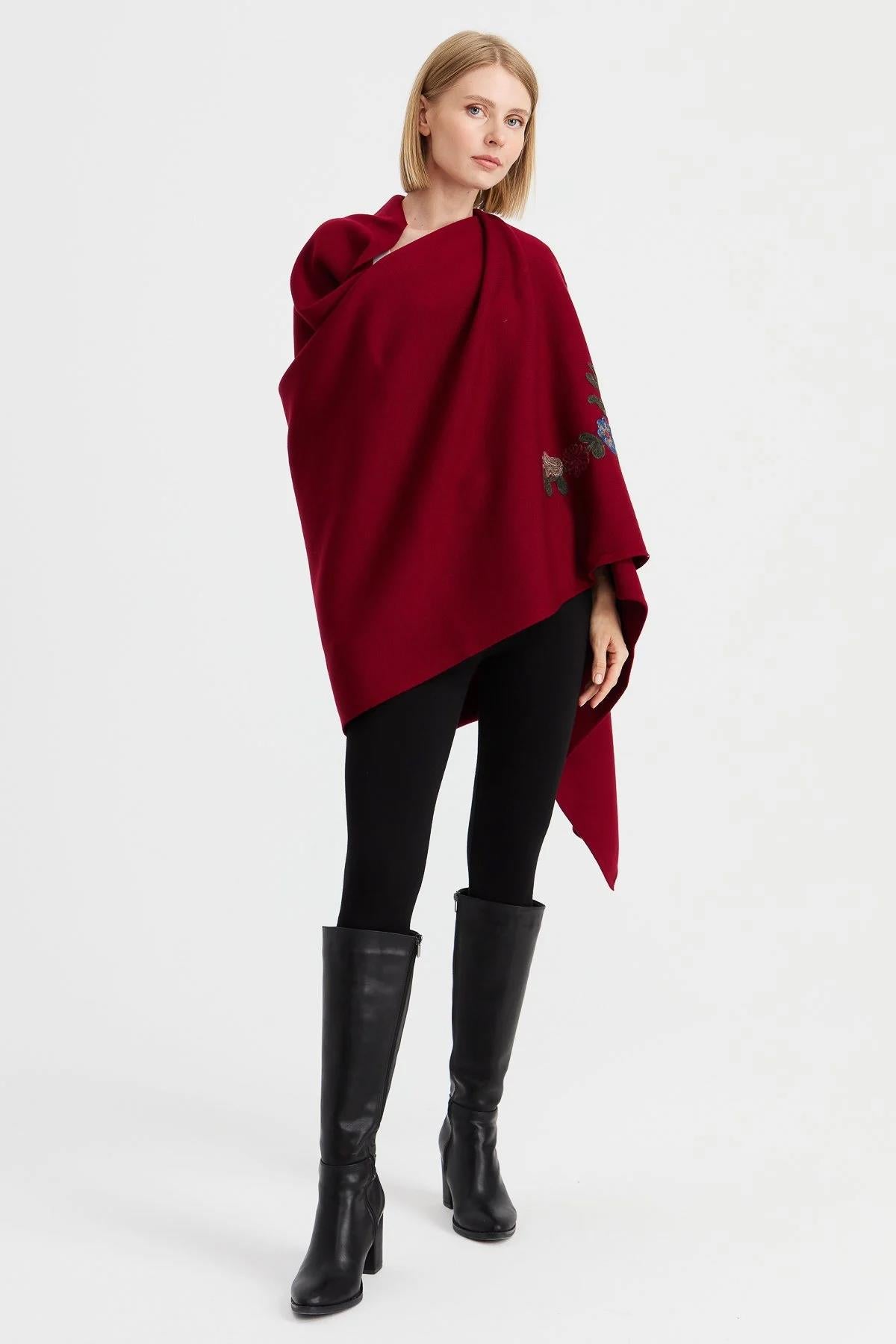 Köşeleri Nakış İşlemeli Şal