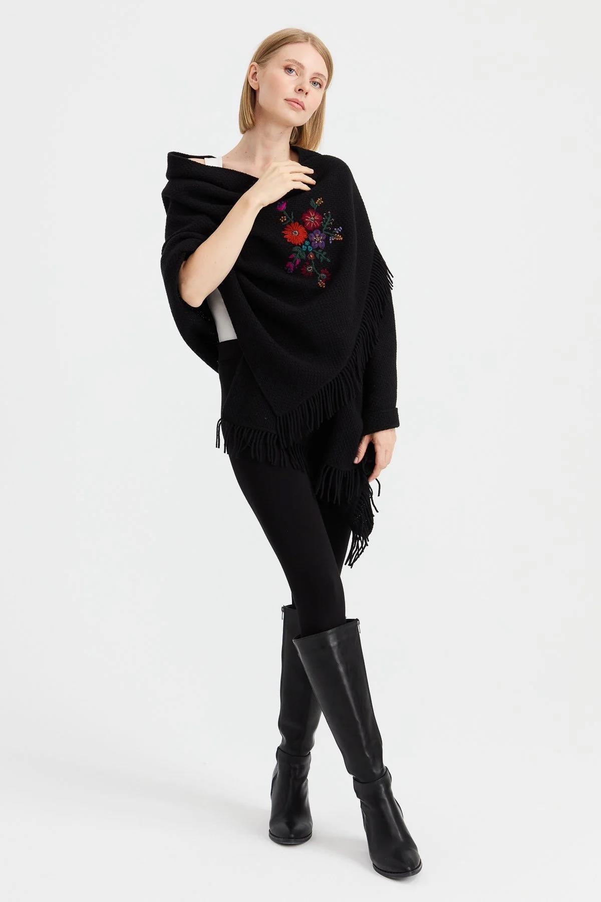 Brass Knit Embroidered Shawl