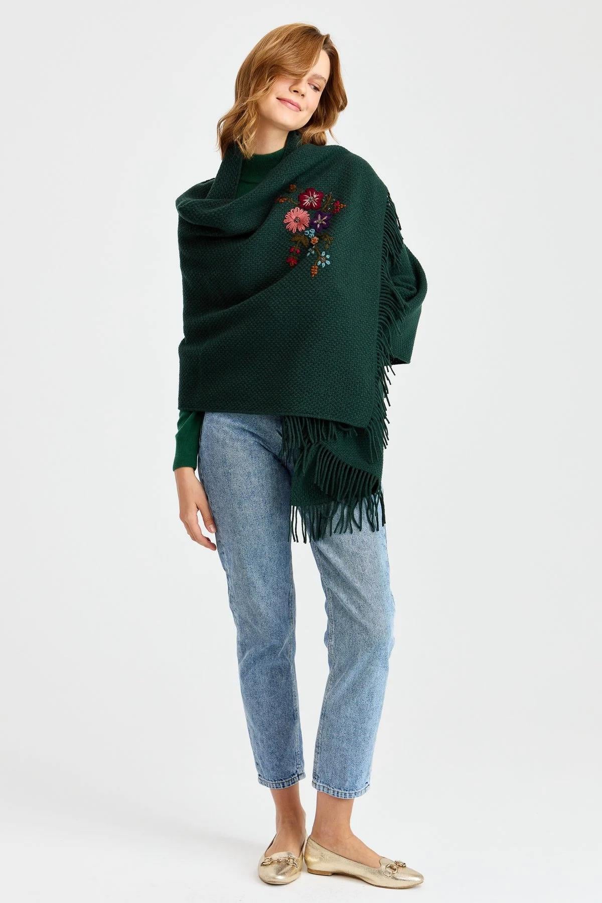 Brass Knit Embroidered Shawl