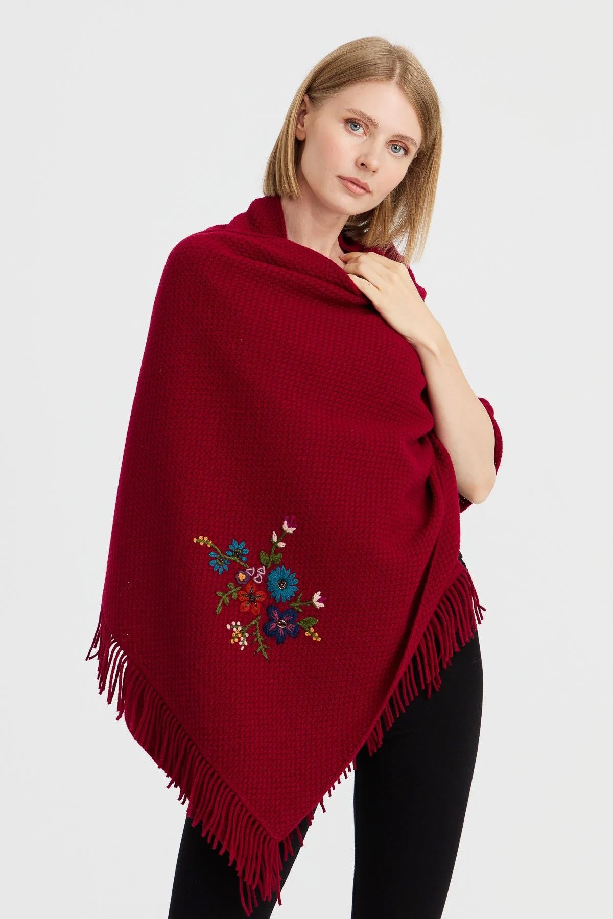 Brass Knit Embroidered Shawl