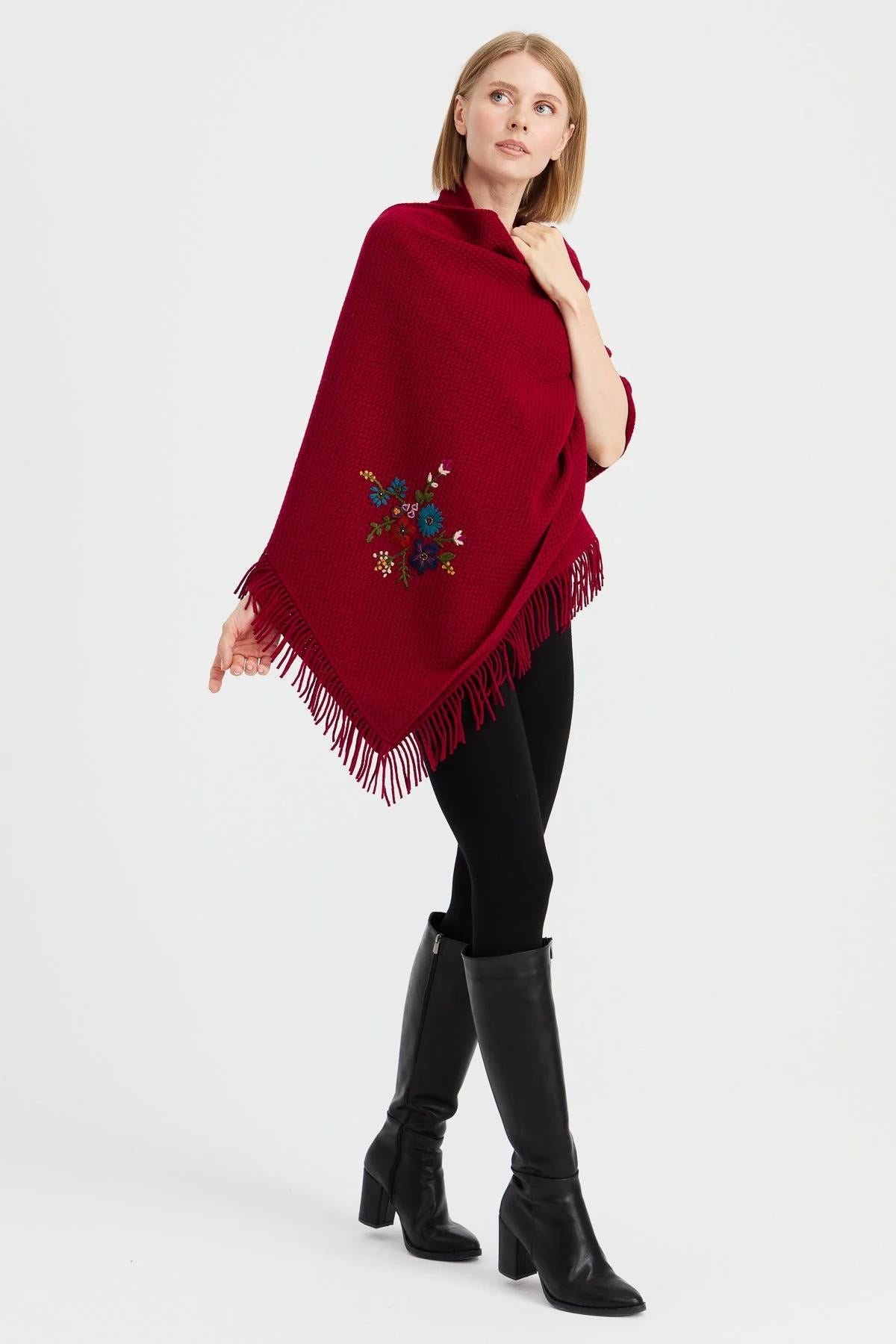 Brass Knit Embroidered Shawl