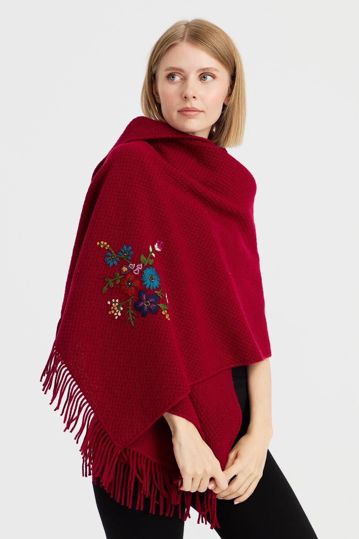 Brass Knit Embroidered Shawl