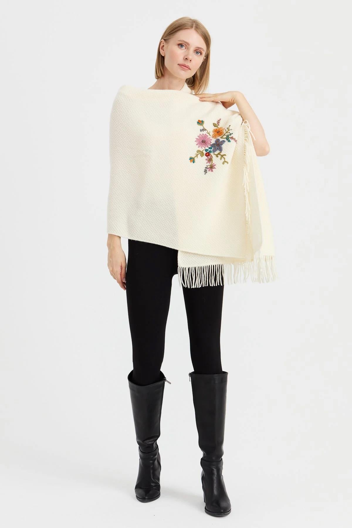 Brass Knit Embroidered Shawl