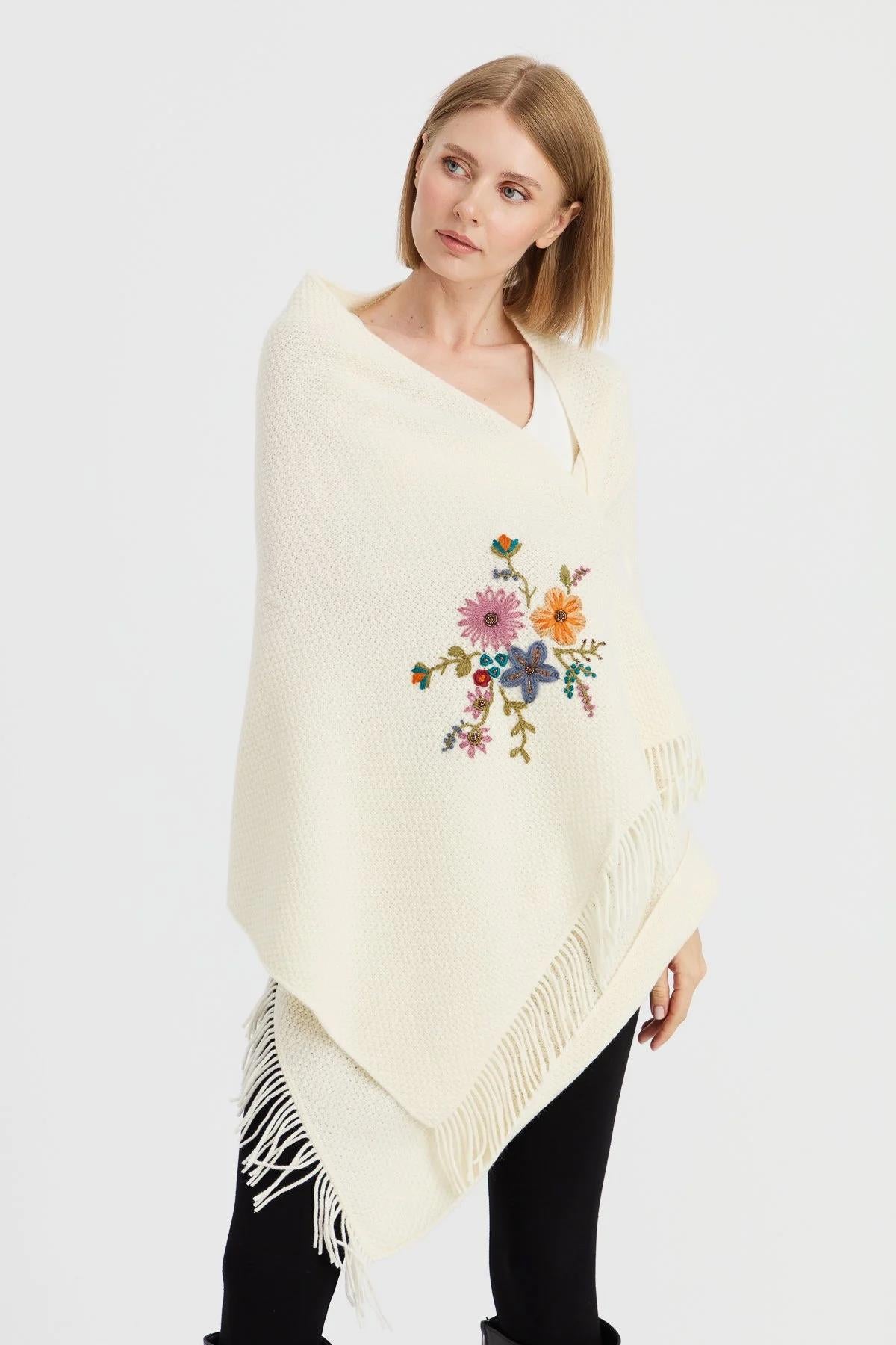 Brass Knit Embroidered Shawl