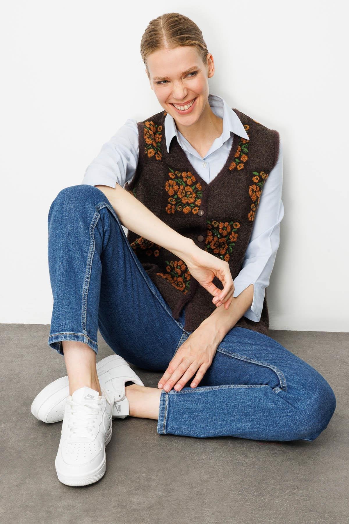 Patchwork Vest with Floral Pattern