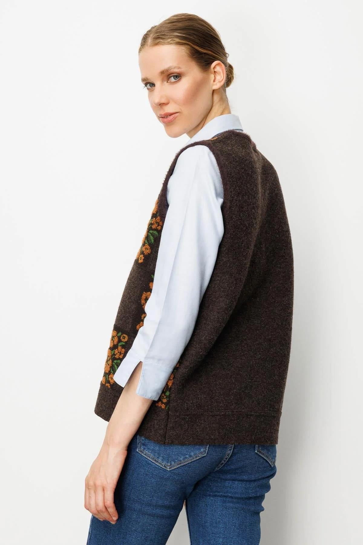 Patchwork Vest with Floral Pattern