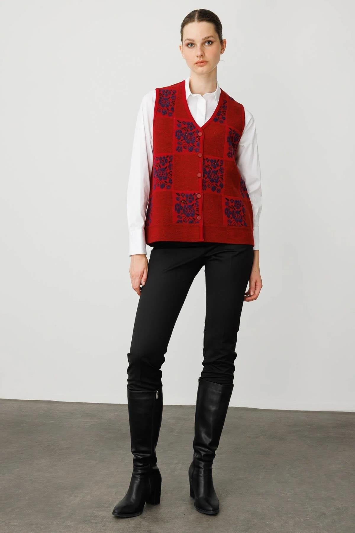 Patchwork Vest with Floral Pattern