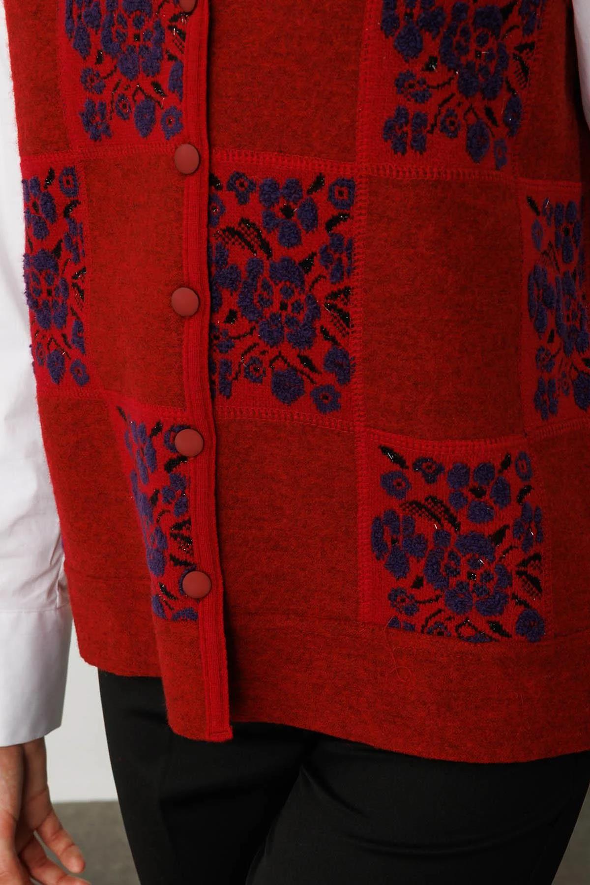 Patchwork Vest with Floral Pattern