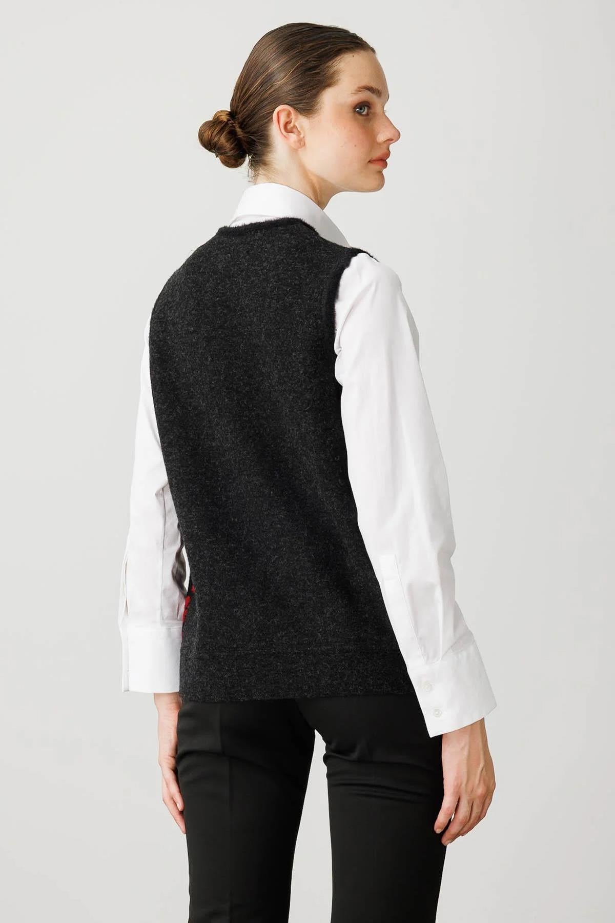 Patchwork Vest with Floral Pattern