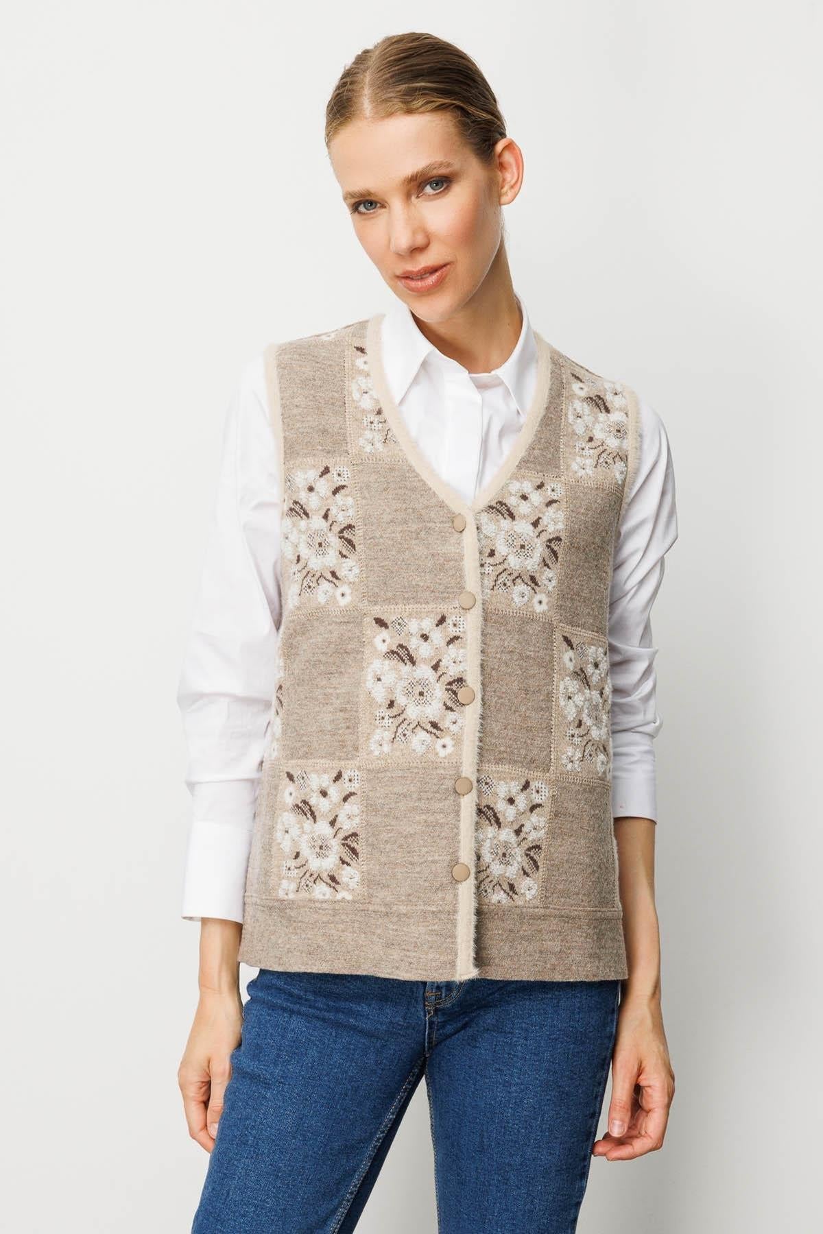 Patchwork Vest with Floral Pattern