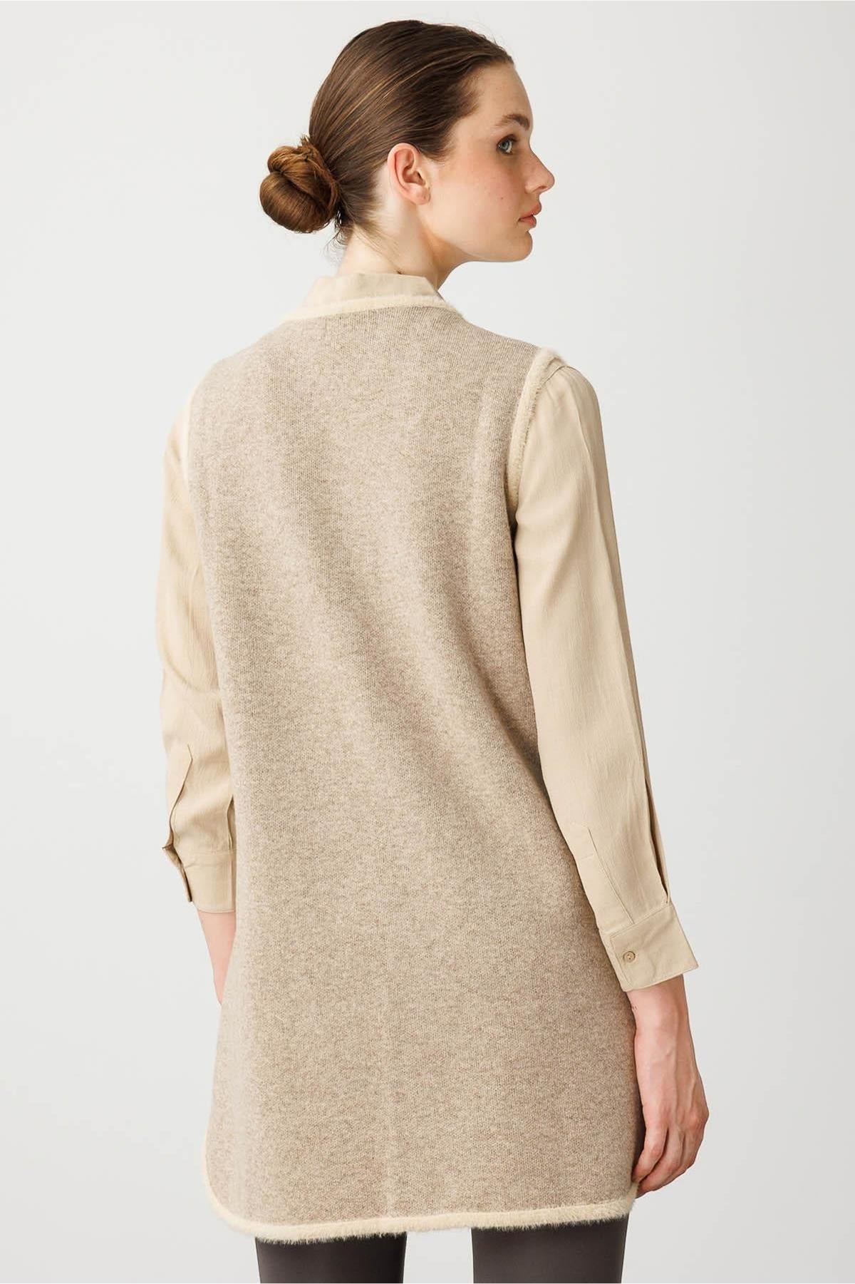 Crew Neck Floral Long Vest