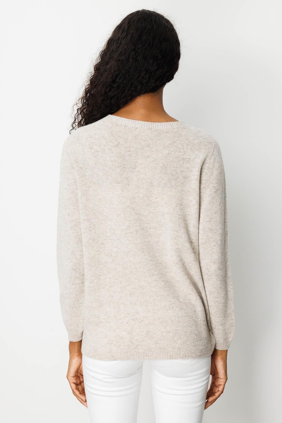 Crew Neck Embroidered Shoulder Sweater