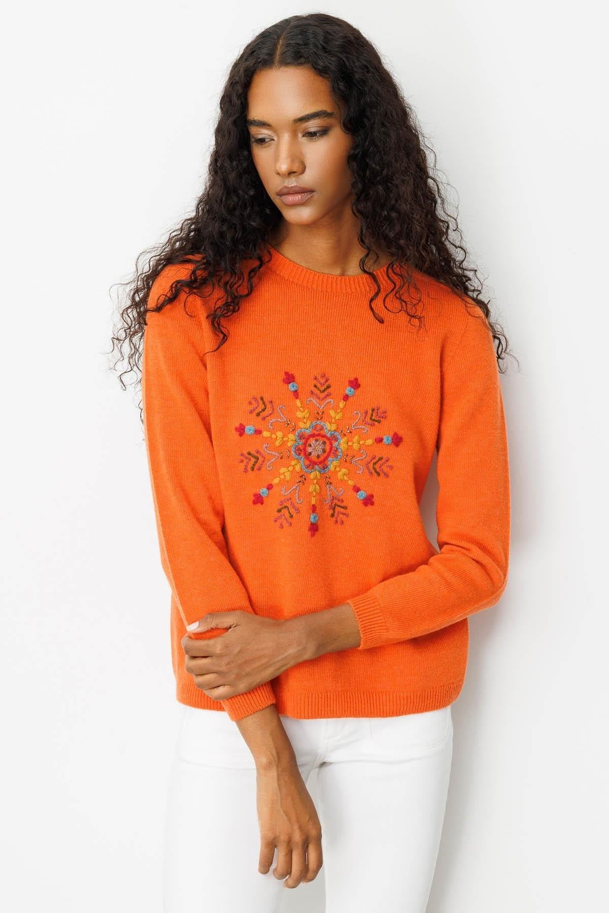 Zero Collar Snowflake Embroidered Sweater