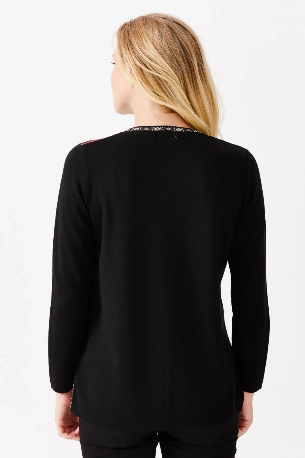 Kilim Desenli Yuvarlak Yaka Triko Bluz