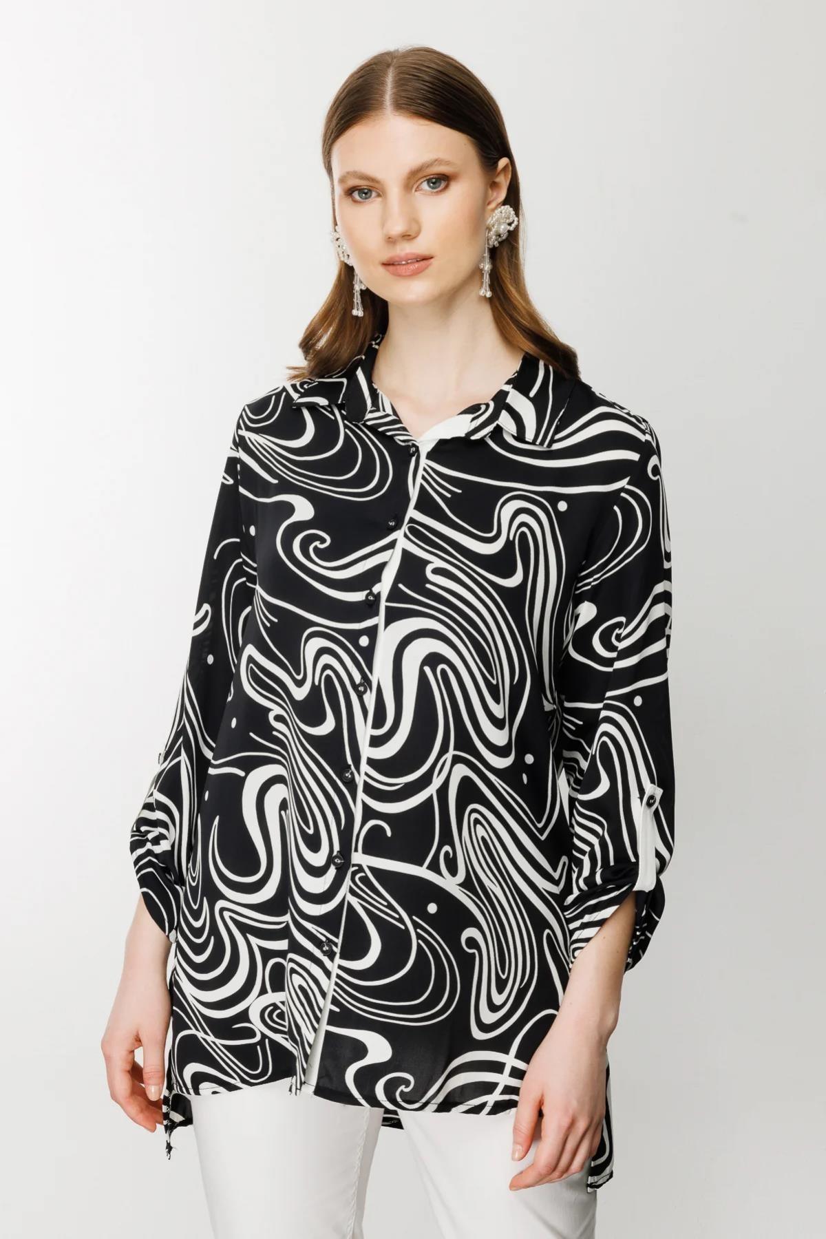 Desenli Bohem Büyük Beden Gömlek - Eser Giyim