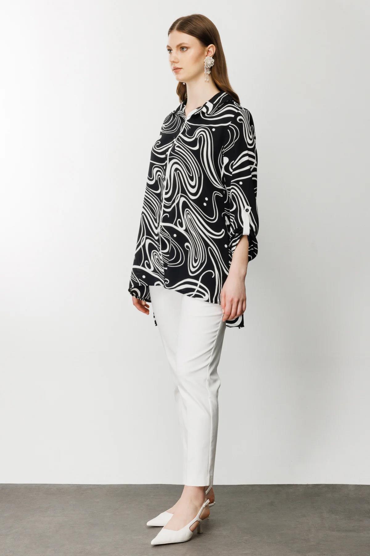 Desenli Bohem Büyük Beden Gömlek - Eser Giyim