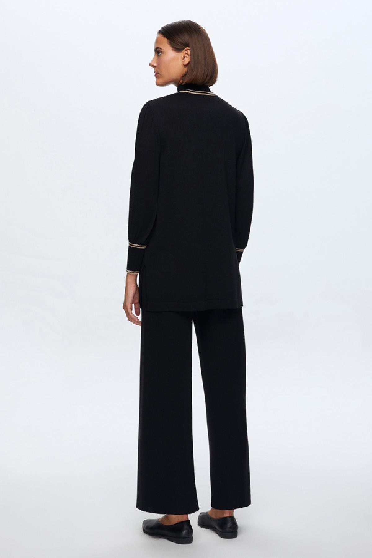 Miss Dalida Dik Yaka Balon Kollu Triko Tunik - Eser Giyim