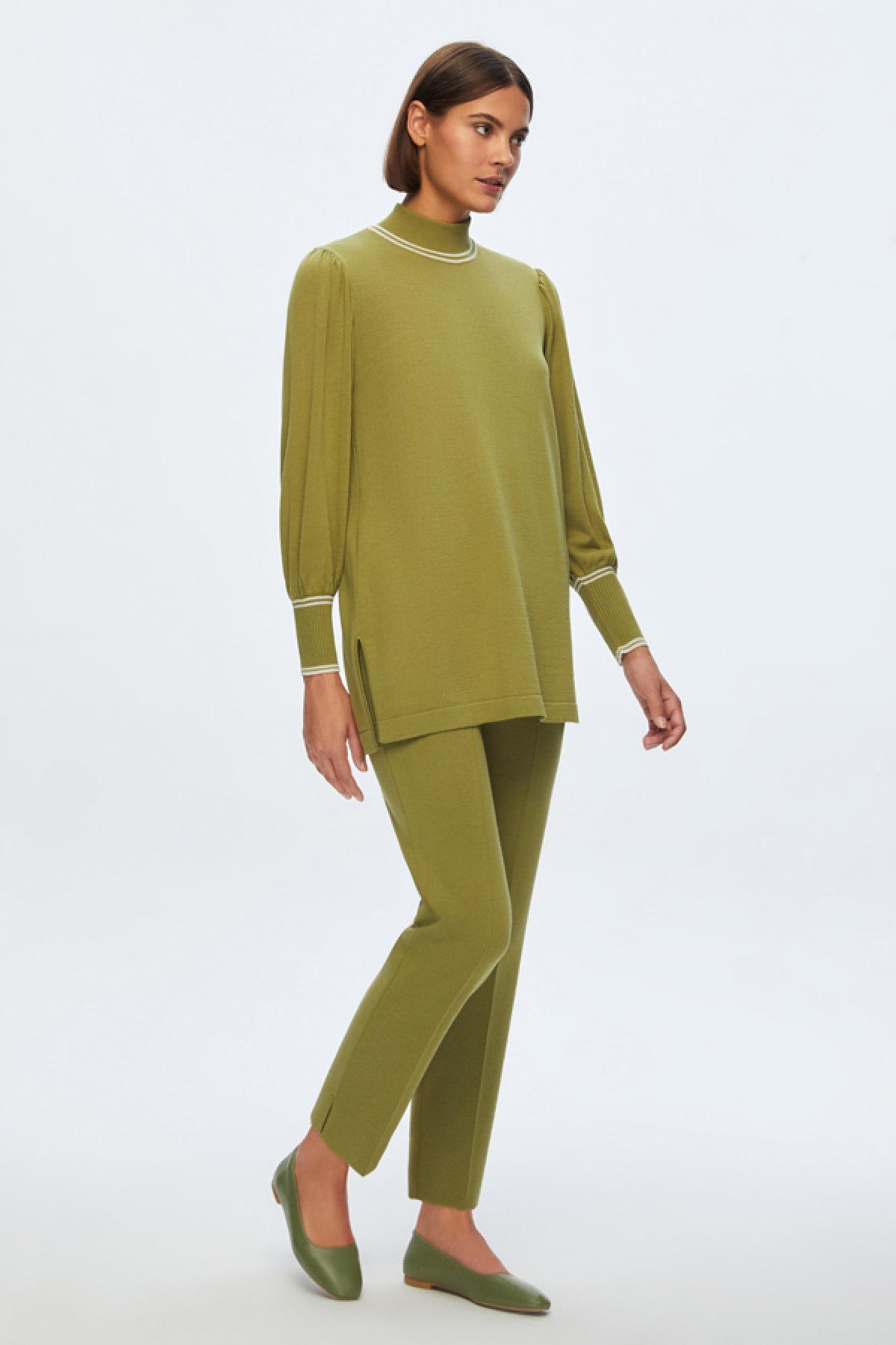 Miss Dalida Dik Yaka Balon Kollu Triko Tunik - Eser Giyim