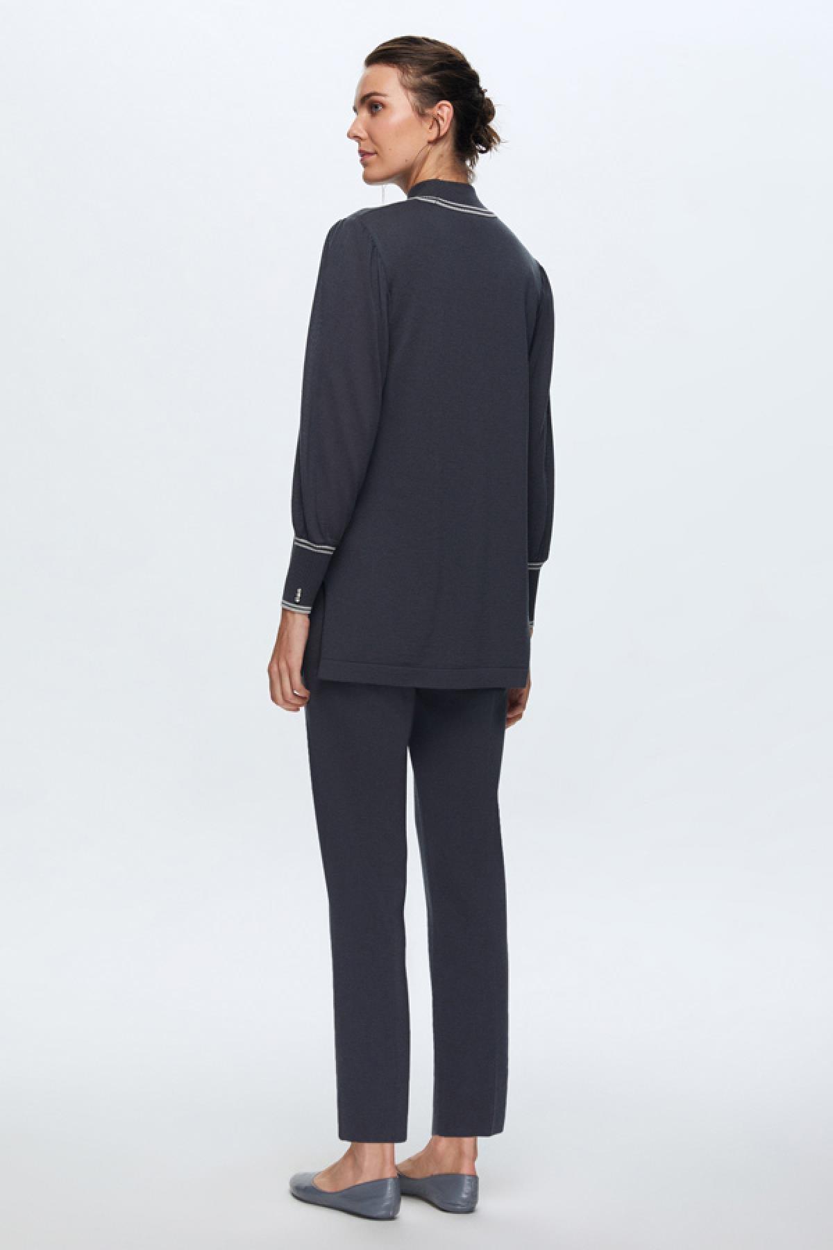 Miss Dalida Dik Yaka Balon Kollu Triko Tunik - Eser Giyim