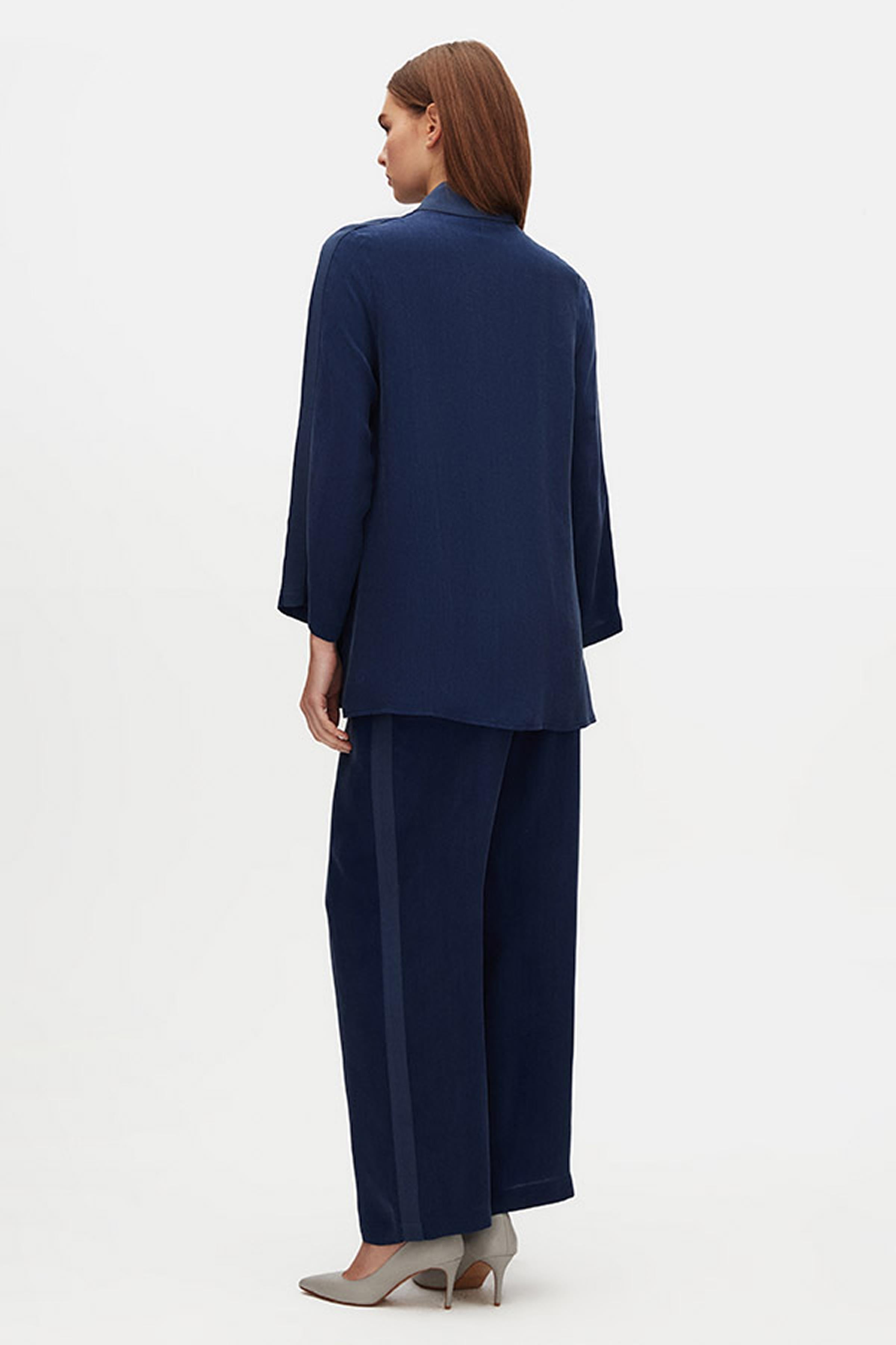 Stand Collar Zippered Long Sleeve Tunic